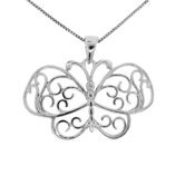 Sterling Silver Diamond Accent Butterfly Necklace