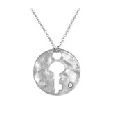 Sterling Silver Cutout Key Accent Diamond Necklace