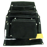Black Professional 10 Pocket Leather Tool Bag Pouch