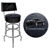 Black Camaro Padded Bar Stool with Back