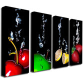 Black Splash by Roderick Stevens Canvas Art (Set of 4)