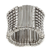 Celeste Satin Silver Crystal Stretch Ring