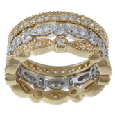 Gold Over Silver and Sterling Silver Cubic Zirconia Rings (Set of 3)