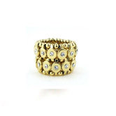 Goldtone Clear Crystal 2-row Disc Stretch Fashion Ring