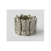 Silvertone Pave Crystal Sectional Stretch Ring