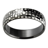 Geometric Matrix Print Band Ring