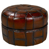 Pumpkin Leather  Ottoman (Set of 2)