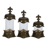 Polystone and Glass Canister (Set of 3)