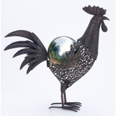 Metal Rooster Gazing Ball