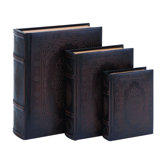 Floral Smooth Leather Book Box (Set of 3)