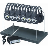 Multi Wireless Listening Center with 6 Headphones and Headphone Rack
