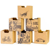 City Print Cardboard Cubby Bin (Set of 6)