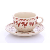 Country Rooster Hand-Decorated Cup and Saucer