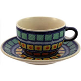 Colours Squared Hand-Decorated Cup and Saucer