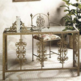 49" W Garden Writing Desk with Glass Insert