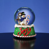 Snowman Joy Candy Cane Snow Globe