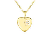 "Flower" Heart Shaped Locket with Diamond Necklace