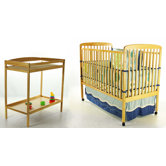 2-in-1 Convertible Crib Set and Changing Table Combo