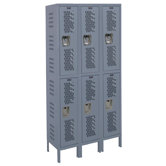 Heavy-Duty Ventilated 3-Wide Double Tier Locker (Unassembled)