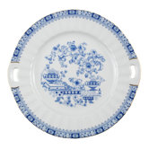 Dorothea Chinese Blue 27cm Cake Plate with Handles with Banner