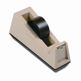 Heavy Duty Weighted Desktop Tape Dispenser, 3" core, Plastic, Putty/Brown