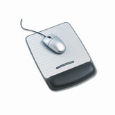 Mouse Pad with Wrist Rest, Nonskid Base, 9-3/8 x 10-1/4, Black/Metallic Gray