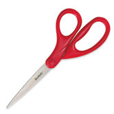 Scissors, Household/Office, 7" Straight Cut, Red