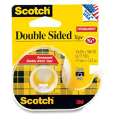 Doubte-Sided Tape, Permanent, 3/4"x300", Transparent