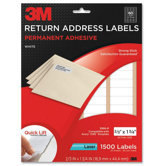 Address Labels, Laser Paper, 2/3"x1-3/4,1500 per Pack, White