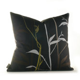 Morning Glory Tall Grass Pillow in Charcoal and Olive