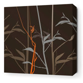 Morning Glory Tall Grass Stretched Wall Art in Charcoal and Rust