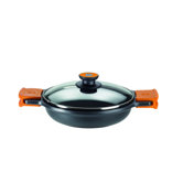 Antihaft-Bratentopf "Efficient orange"  aus Aluminium mit Deckel
