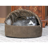 Leopard Deluxe Heated Hooded Cat Bed