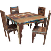 5-tlg. Esstisch-Set aus Akazienholz "JH9-113"
