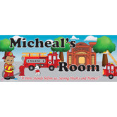 Personalized Canvas Fireman Boy Name Sign