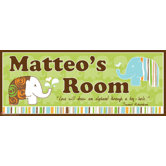 Personalized Canvas Elephant Boy Name Sign