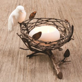 Single Nest with Fine Bone China Bird & Egg Tealight