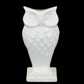 13.5" White Ceramic Owl Vase