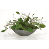 Silk Bay Leaves and Fern in Oval Planter