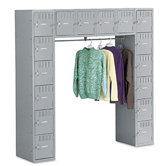 Sixteen Box Compartments and Coat Bar, 72W X 18D X 72H