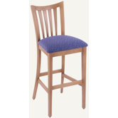 Designer Slat-Back Solid Hardwood Stationary Bar Stool
