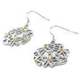 Two Tone Flowers and Hearts Earrings
