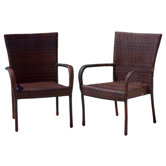 Outdoor Wicker Chair in Multi-Color Brown (Set of 2)