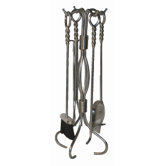 4 Piece Wrought Iron Fireplace Tool Set