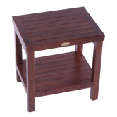 Classic Teak Outdoor Bench Shelf Serving Caddy or End Table