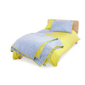 Scribble Quilt and Sham in Blue and Lime Green