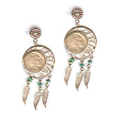 Dream Catcher Buffalo Nickel Post Earrings