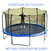 15 Ft. (Frame Size) Trampoline Net for 8 Straight Curved Enclosure (Fits Skywalker) (Net and Attachments Only)