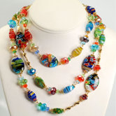 Millefiori Candy Glass Oval Necklace