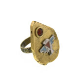 Thunderbird Golden Arrowhead Agate Statement Ring